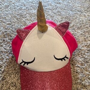 Girls pink glitter unicorn cap